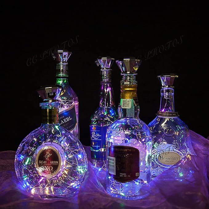 Solar Wine Bottle Lights Outdoor, Cork Lights for Wine Bottles Waterproof, Fairy Lights Solar for Wedding Party Garden Patio Pathway Decor, Suitable for Most Wine Bottle Mouths-MultiColor (8 Pack)