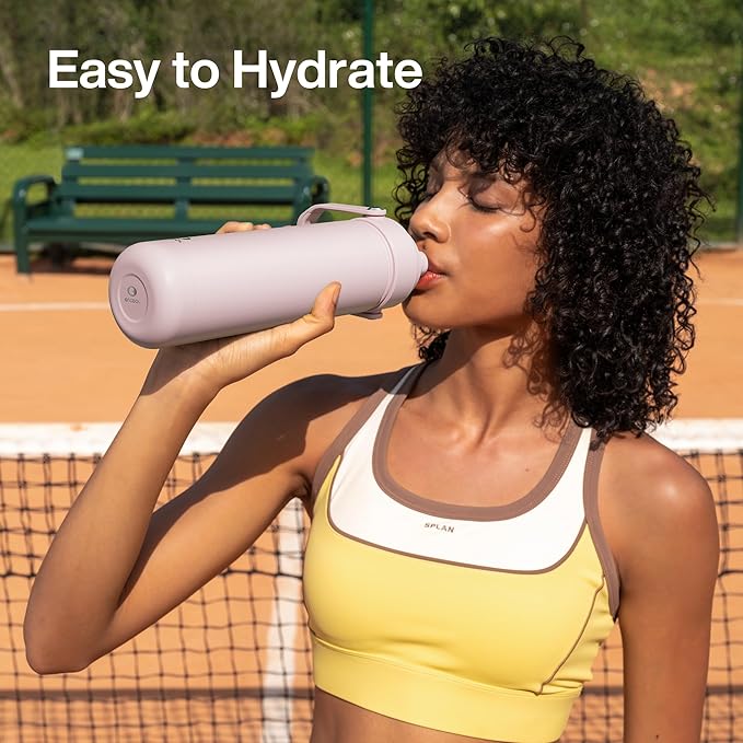 Insulated Water Bottle with Straw Stainless Steel Water Bottle, Leak-Proof, BPA-Free, Double Wall Vacuum Keeps Cold for 24 Hours for Sports, Travel, School (32 oz, Cotton Candy)