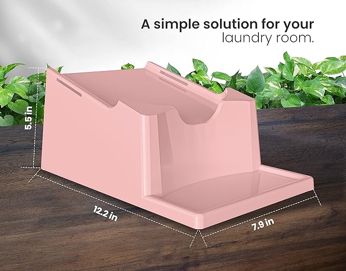 TidyFriend Laundry Detergent Holder Stand Organizer with Drip Tray, 2 Pack Laundry Soap Holder with Non-Slip Rubber Feet for Washing Space Organization, Angled Downward Slope for Easy Pouring (Rose)