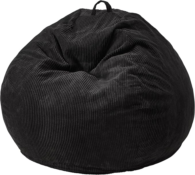 Hobestluk 3.5FT Bean Bag Chair Adult Bean Bag Chair Large Bean Bag Chair with Filler Included Teardrop Bean Bag with Removable Cover for Bedroom Living Room - (Large, Black)
