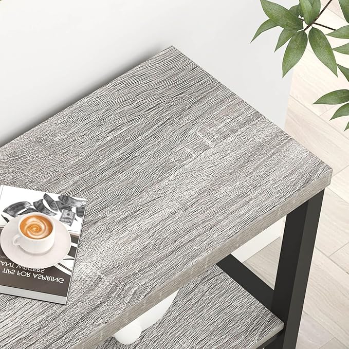 FOLUBAN Console Tables for Entryway, Sofa Table with 3 Tier Storage for Living Room Hallway Foyer Behind Couch, Rustic Light Grey