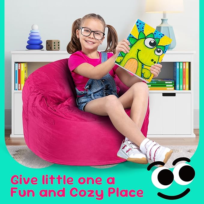 Hobestluk Bean Bag Chairs 2.5FT Bean Bag Chair with Memory Foam Filled & Machine Washable Cover,Beanbag Chair, Small Bean Bag Chairs for Playroom, Living Room, Bedroom