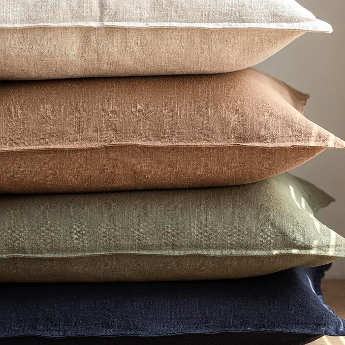 Foindtower Pack of 2, Decorative Linen Soild Throw Pillow Covers Soft Accent Cushion Case Farmhouse Neutral Pillowcase for Chair Couch Sofa Bedroom Living Room Home Decor 24x24 Inch Olive Branch Green