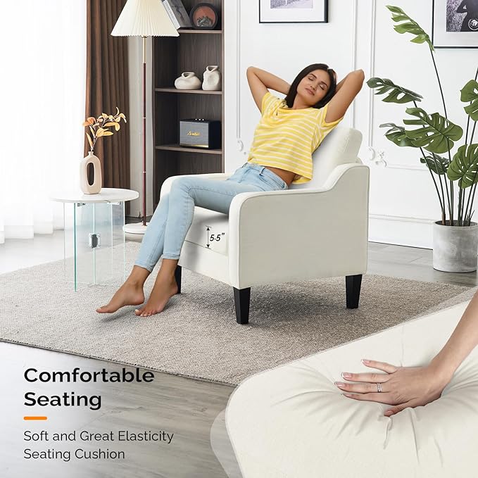 VINGLI Mid Century Modern Accent Chairs Set of 2, Comfy Armchair Chenille Sofa Upholstered Side Reading Chair for Living Room, Bedroom, Play Room, Apartment, Office