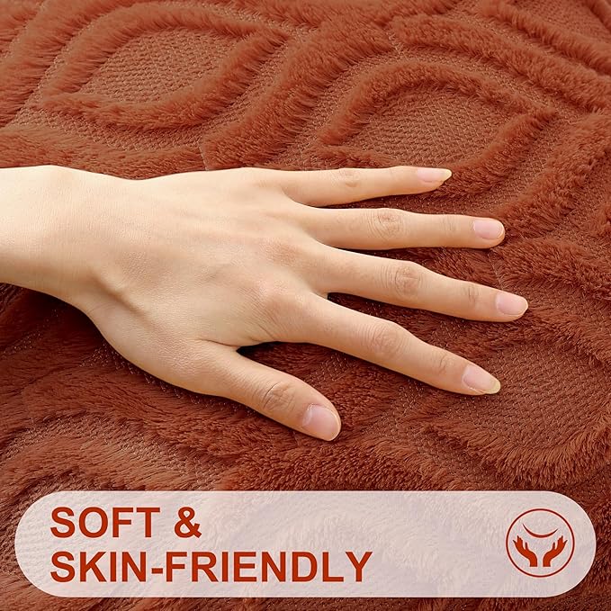 decorUhome Fall Throw Pillow Covers 12x20 Inch Set of 2, Soft Plush Decorative Faux Fur Rust Solid Couch Pillow Covers, Accent Farmhouse Neutral Lumbar Euro Pillow Cases for Sofa Bed Living Room