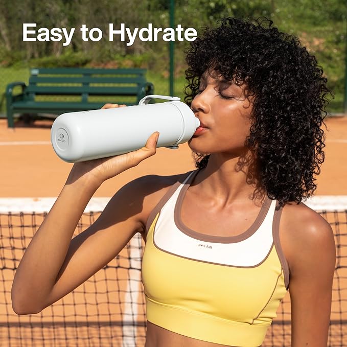Insulated Water Bottle with Straw Stainless Steel Water Bottle, Leak-Proof, BPA-Free, Double Wall Vacuum Keeps Cold for 24 Hours for Sports, Travel, School (32 oz, Polar White)