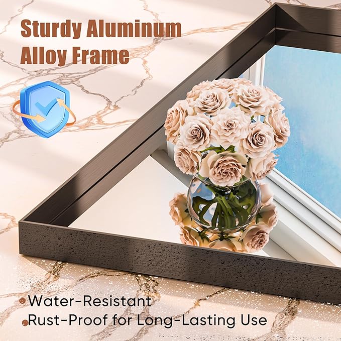 60"x30" Black Framed Bathroom Mirror, Large Rectangular Vanity Mirror, Aluminum Metal Frame, Wall Farmhouse Modern Wall-Mounted Mirrors for Bathroom, Bedroom, Living Room, Over Sink