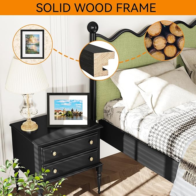 IBUYKE 8x10 Picture Frame,Solid Oak Wood 8x10 Photo Frame with Mat to 5x7,10x8 Picture Frames With Tempered Glass,Tabletop or Wall Mount Display,Home Decor,Black Oak 8 x 10 Frame,UWPF0810B