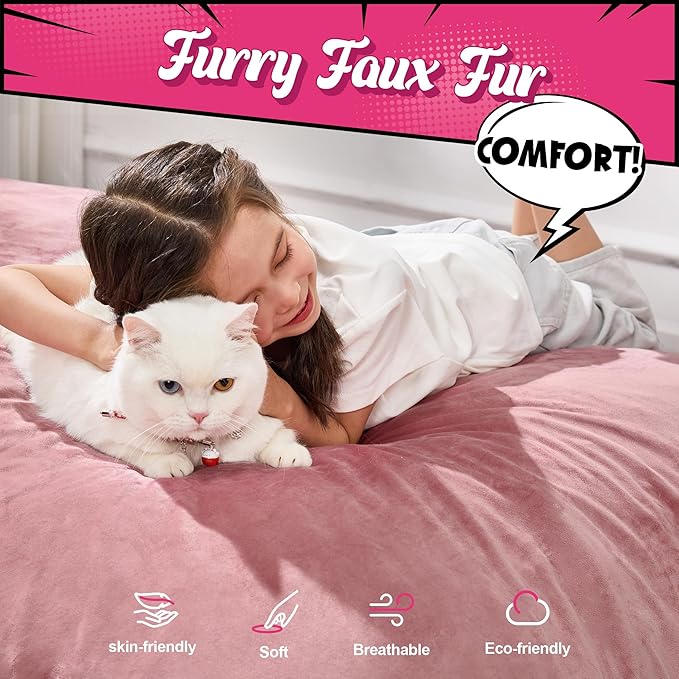 Hobestluk 3 in 1 Bean Bag Chair Giant Bean Bag Chairs for Adults with Velvet Cover Convertible Bean Bag Floor Cushion with Machine Washable Cover for Living Room (Velvet Pink)