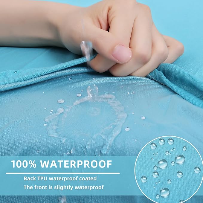 hyha Waterproof Couch Cushion Covers, Stretch Sofa Couch Seat Slipcover for Dog Washable, Non-Slip Waterproof Outdoor Cushion Covers for Patio Furniture Replacement (1 Piece for Medium, Peacock Blue)