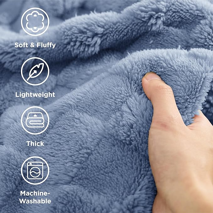 Bedsure GentleSoft Full Size Blankets for Bed Ashley Blue - Super Soft Cozy Fleece Blanket for Women Men Girls, Large Fuzzy Throws for Bedroom Decor, 84x90 Inches