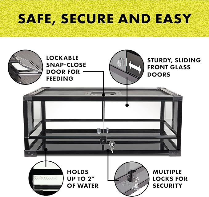 Zilla QuickBuild Reptile 20 Gallon Glass Terrarium Habitat with Swing Door For Geckos, Snakes, Lizards, Frogs, Turtles, and Tortoises, 30" x 12" x 12"