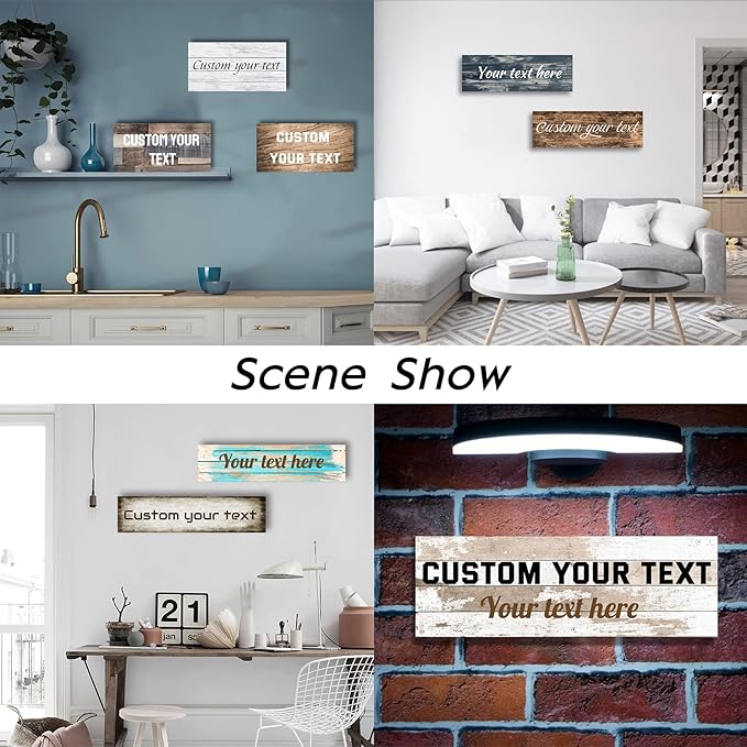 LZIMU Custom Text Signs Wall Decor Personalized Canvas Quote Family Sign Wall Art Wood Background Rustic Farmhouse Decor Framed (6"x18")