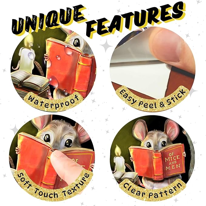 Mouse Reading Book Wall Sticker Decal – Kids Room, Classroom, Home Decor, Bookcase, Book Lover Gift, Children's Bedroom, Nursery, Cute Mouse, MICESTERPIECE