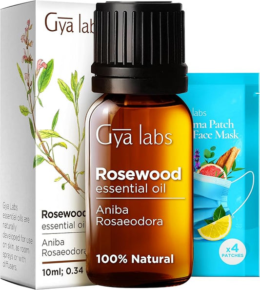 Gya Labs Rosewood Essential Oil for Skin - 0.34 Fl Oz - 100% Pure Natural Rosewood Oil for Diffuser & Aromatherapy, Massage, Candle Making Scent