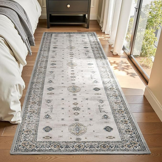 AMOAMI Vintage 2X6 Runner Rug Non Slip Soft Runners for Hallways Machine Washable Hallway Runner Bedside Rugs for Bedroom Long Rug for Hallways Entryway Laundry Room Kitchen Bathroom