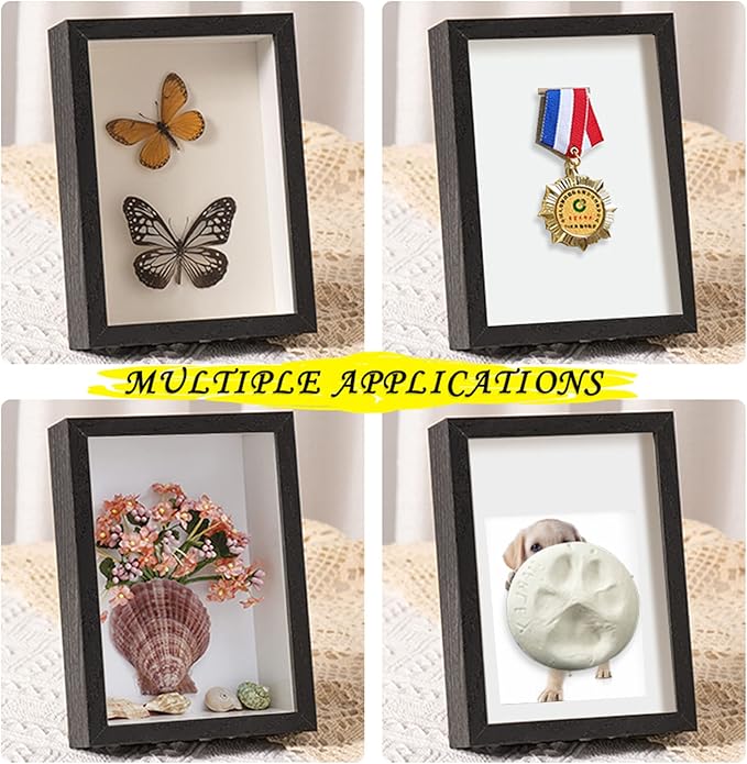 5x7 Small Shadow Box Frame Display Case, Display Case Box for Memorabilia, Medal, Wedding Memories, Crafts, Tickets and Photos (Black, 5x7)