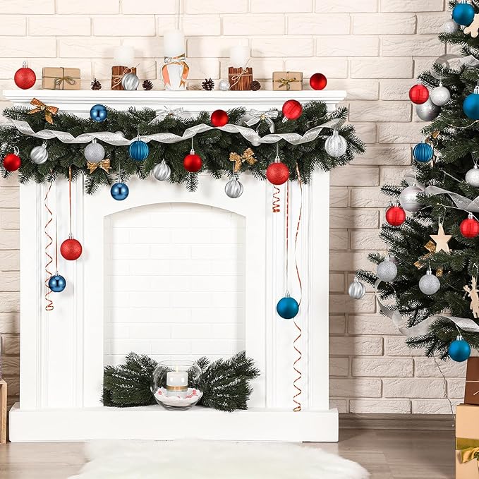 64 Pcs 4th of July Patriotic Ball Ornaments Bulk Red White Blue Ornament 1. 6 1. 97 2. 4 Inch Independence Day Baubles Fourth of July Decorations for Tree Home Wreath Decor