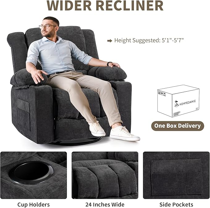 Recliner Chair Rocker Modern Ergonomic Lounge 360 Degree Swivel Single Sofa Seat Living Room Lounge Recliners on Clearance Foam Filling