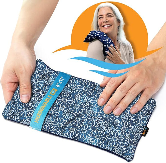 SunnyBay Small Microwave Heating Pad, Microwavable Versatile Cold/Heated Neck and Shoulder Wrap for Back Pain and More, Moist Heat Cotton-Fleece Pad with Flax Seed Filling, 6x11 in, Royal Flowers