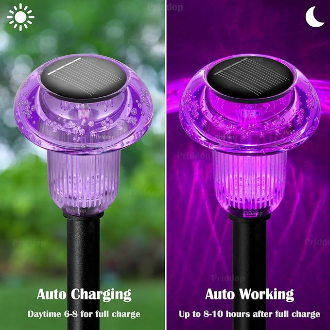 Halloween Solar Lights Outdoor 16 Pack Purple LED Waterproof Mushroom Outside Lights for Yard Garden Patio Pathway Walkway Landscape Halloween Decorations