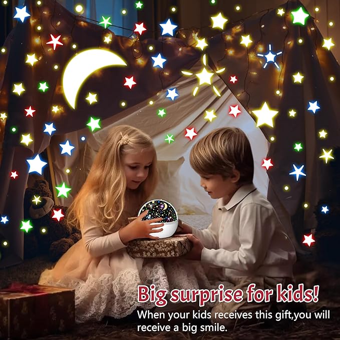 Star Projector Night Light for Kids, Baby Night Lights with Snowflake & Starry Theme, 360 Degree Rotation, 15 Mode Color Changing, Birthday Gift Toys
