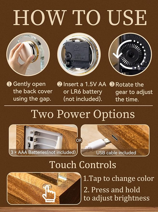 60th Birthday Clock Gifts for Women and Men – Gift for 60 Year Old Mom, Dad, Grandma, or Grandpa with Wooden LED Light Base – Birthday Present Ideas for Her or Him with Gift Box Battery Not Included