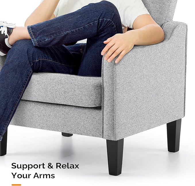 VINGLI Accent Chairs Set of 2 Gray Living Room Chairs Reading Chair for Bedroom Scooped Arm Chair Mid Century Modern Accent Chair Upholstered Comfy Chair for Apartment, Waiting Room