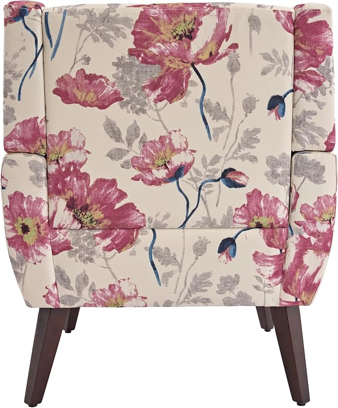 UIXE Floral Accent Chair, Modern Upholstered Armchair in Fabric for Living Room, Comfy Club Arm Chairs Single Sofa Button Tufted Bedroom Reading Seat - Pattern White, Set of 2