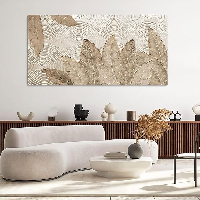 Minimalist & Modern Art for Bedroom Decor Framed Abstract Artwork for Walls Neutral & Contemporary Beige Wall art - Artwork for Living Room and Boho Style Large Abstract Wall Art 29×58IN