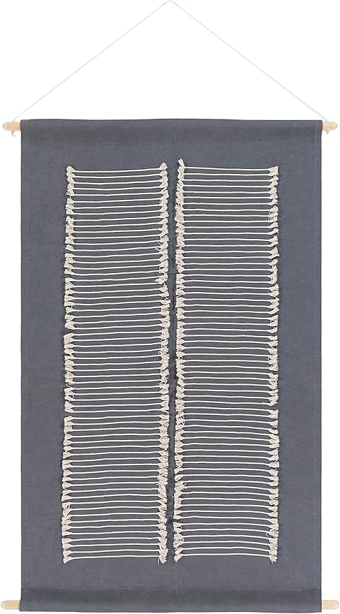 Mark&Day Wall Art, Lassing Modern Farmhouse Charcoal Macrame Tapestry Wall Hanging for Living Room, Bedroom, Office or Kitchen (36"H x 24"W)