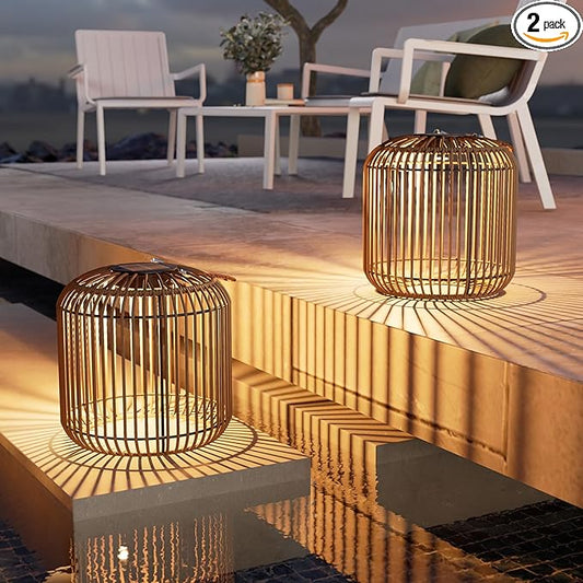 Solar Yard 2-Pack Outdoor Solar Lamp, Water-Resistant Lights for Outside Hanging Lantern Table Lamp Lights Decoration for Garden, Yard, Patio, Porch, Trees, Pathway, Natural