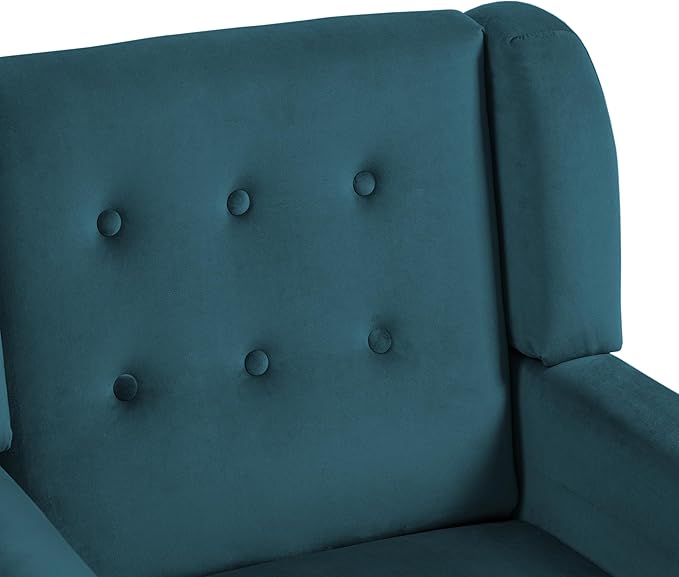 UIXE Accent Chair, Velvet Upholstered Armchair for Living Room, Modern Club Arm Chairs Comfy Single Sofa Button Tufted Bedroom Reading Seat - Blue, Set of 1