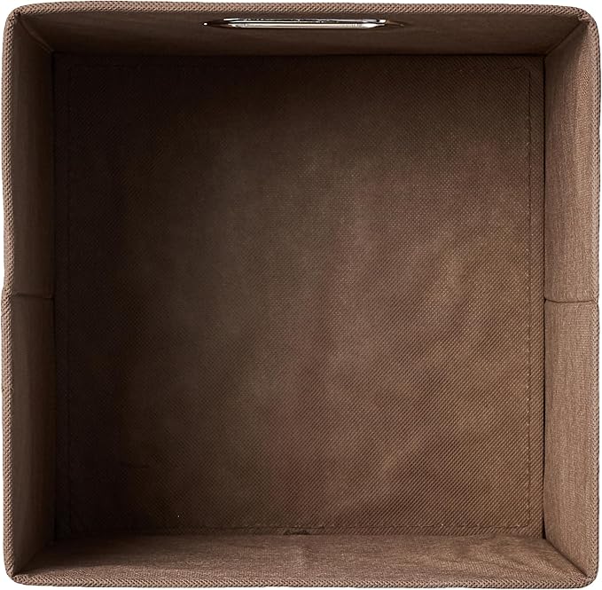 Amazon Basics Collapsible Cube Storage Organizer Bins, 6-Pack, 10.5 x 10.5 x 11 inches, Taupe