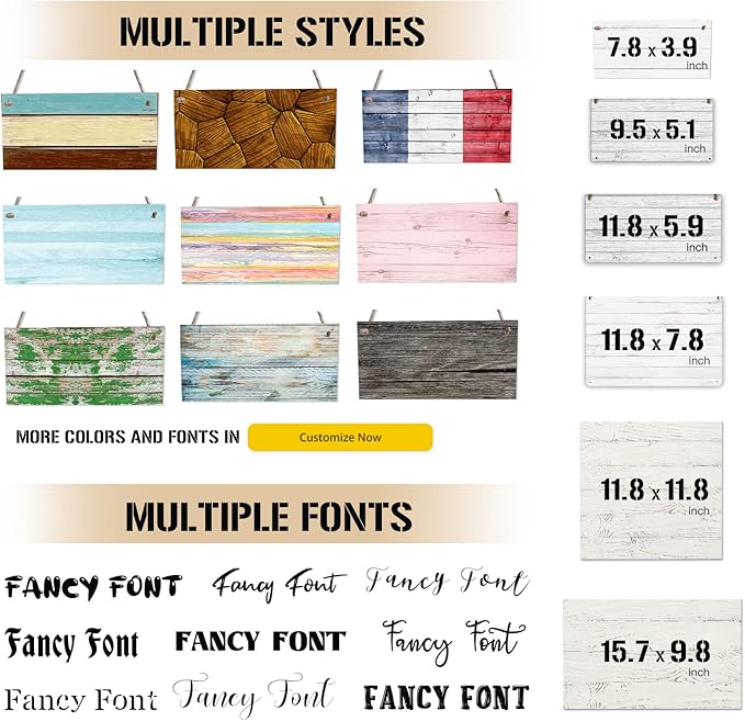 Personalized Wood Board Hanging Door Sign, Custom Welcome Sign Add Your Design, Customized Wall Plaque for Porch, Wall, House, Garden, Yard, Home, Farmhouse, Decor Hanging 11.8x7.8 inch