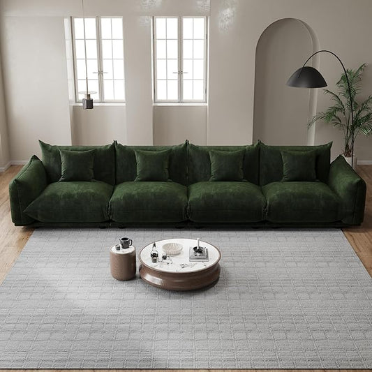 smilesun Modern Minimalist Chenille Modular Sectional Sofa, Oversized Couch and Loveseat Set with Thick Cushions, Upholstered Sofa for Living Room, Bedroom, Office, Apartment(Green,136" 4-Seater)