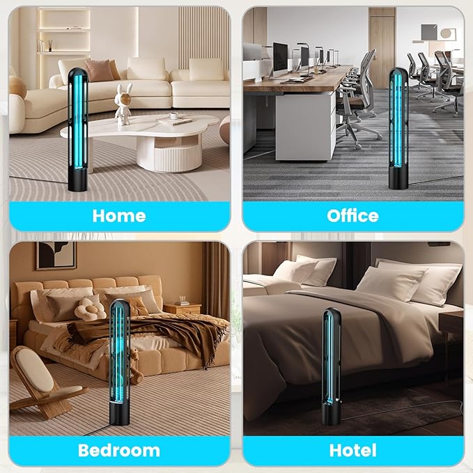UV Light Sanitizer, Ultraviolet Lamp with Remote Control for Bed Bugs and Dust Mites, Home Disinfection Device UV Lamp for Home, Room & Kitchen, Ultraviolet Light with 3 Speed Timings
