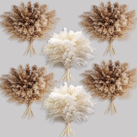 60 PCS Boho Decor, Fluffy Pompas Grass, Natural Dry Pampas Grass Small, Short Pampass Bulk for Boho Room Decor, Coffee Table Decor (17 inch )