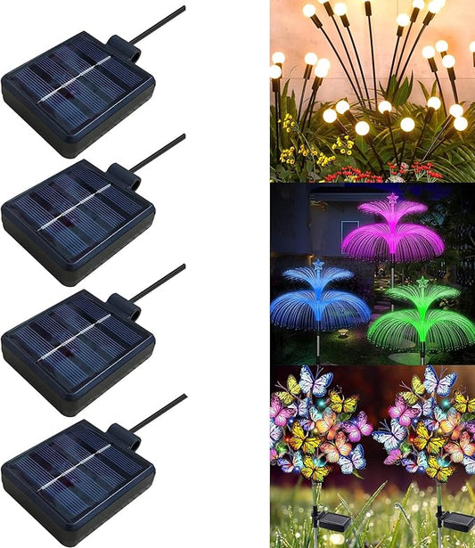 Solar Lantern Light Replacement Top ,LED Solar Panel Lantern Lid Lights Replacement Part for Outdoor Flower DIY Solar Flower Lights Garden Patio Decor (Square 4 PCS)