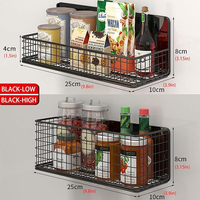 Magnetic Basket Magnetic Fridge Organizer Magnetic Pencil Holder Whiteboard Accessories Home Kitchen Organization (White-Low)