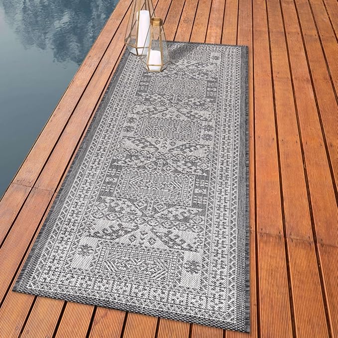 Keen Home Design Terrace Outdoor Runner Rug - 2x8 Washable Indoor/Outdoor Rug for Patio, Kitchen, Balcony, Beach, Garden, Deck and Porch, Size: 2'2"x7'7"