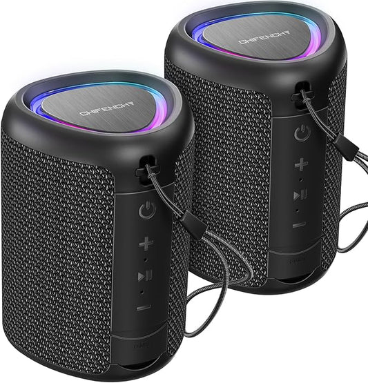 Portable Bluetooth Speaker with Lights, Stocking Stuffers, Powerful Crystal Clear Sound, IPX5 Waterproof, All Day Playtime, BT 5.3, TWS Paring, Small Wireless Speaker for Outdoor, White Elephant Gifts