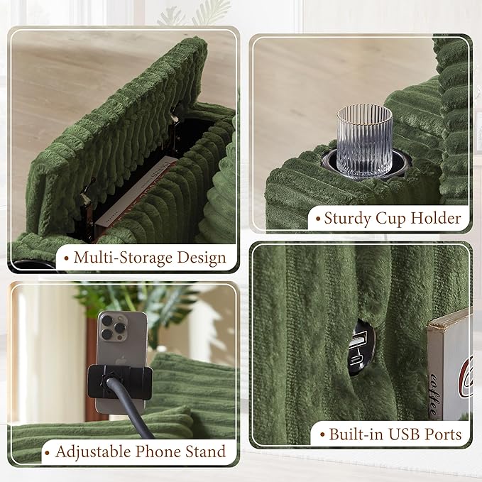 Accent Chair with Storage Ottoman Upholstered Living Room Chairs for Reading Chair with Chaise Lounge Chairs Indoor, Comfortable Armchair for Bedroom