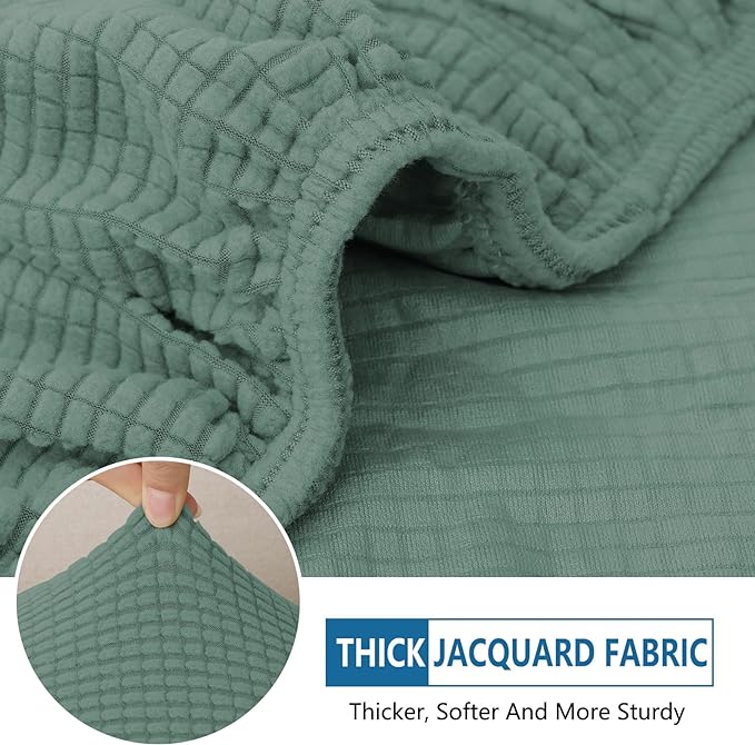 hyha Waterproof Couch Cushion Covers for Pets, Non Slip Sofa Seat Cover for Dogs Washable, Soft Thick Stretch Jacquard Fabric, Sofa Slipcovers with Elastic Bottom (3 Pieces, Green)