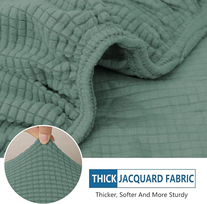 hyha Waterproof Couch Cushion Covers for Pets, Non Slip Sofa Seat Cover for Dogs Washable, Soft Thick Stretch Jacquard Fabric, Sofa Slipcovers with Elastic Bottom (1 Piece for Medium, Green)