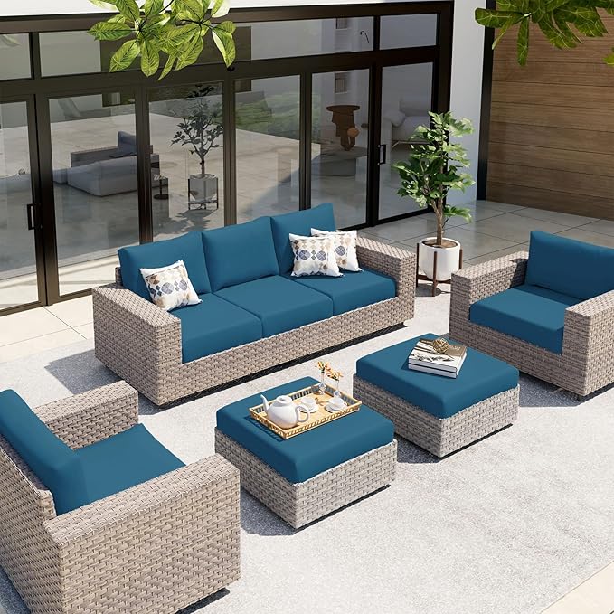 hyha Waterproof Couch Cushion Covers, Stretch Sofa Couch Seat Slipcover for Dog Washable, Non-Slip Waterproof Outdoor Cushion Covers for Patio Furniture Replacement (3 Pieces, Deep Teal)