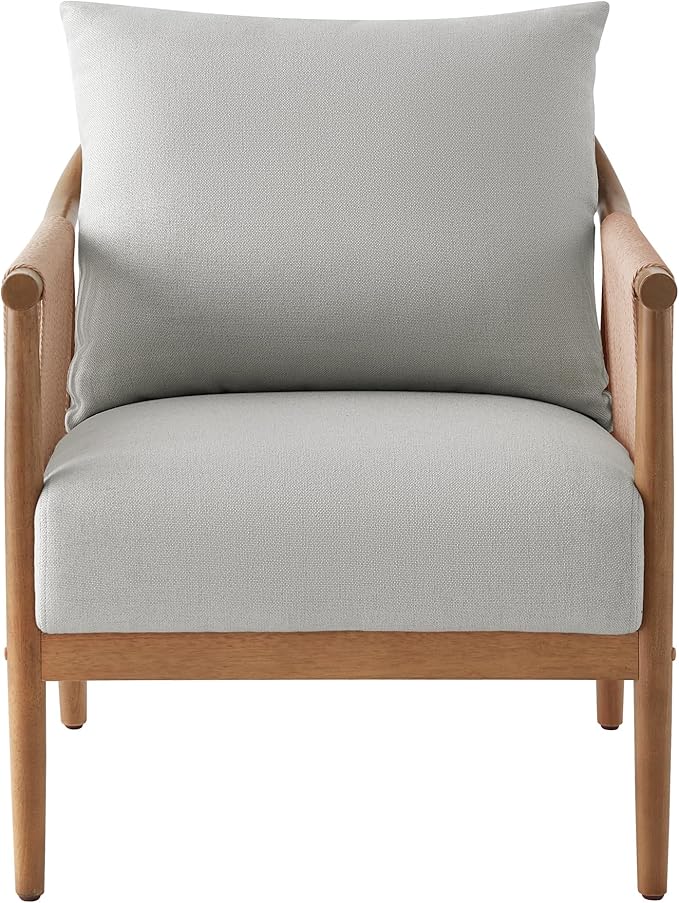 CHITA Braid Armchair, Modern Accent Chair for Living Room, Light Grey
