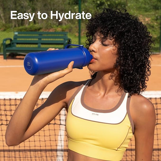 Insulated Water Bottle with Straw Stainless Steel Water Bottle, Leak-Proof, BPA-Free, Double Wall Vacuum Keeps Cold for 24 Hours for Sports, Travel, School (26 oz, Royal Blue)