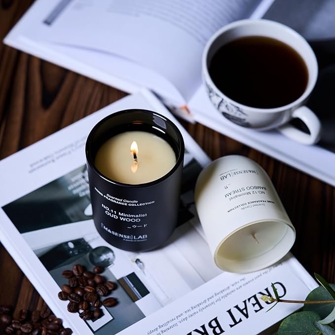 M&SENSE Natural Soy Candle| Eucalyptus Spearmint | 16.6 oz, 95H Burn | Minimalist Scented Candle for Relaxation, Gifting, Home Décor | for Bedroom, Office, Party Large