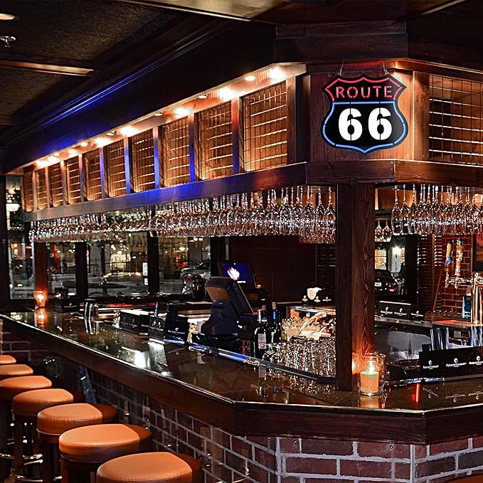 Ultrathin Route 66 Neon Sign Art Wall Lights for Bedroom Windows Glass Hotel Pub Cafe Wedding Birthday Party Gifts